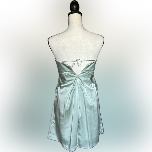 BCBG MAXAZRIA LIGHT JADE GREEN SATIN MINI DRESS - Picture 2 of 3